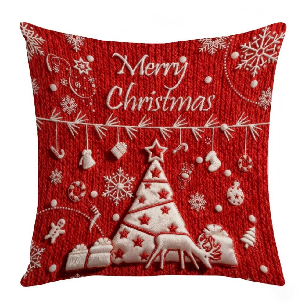 Machine Washable Christmas Pillow Covers Flat Printing Short Plush Pillow Case For Adults