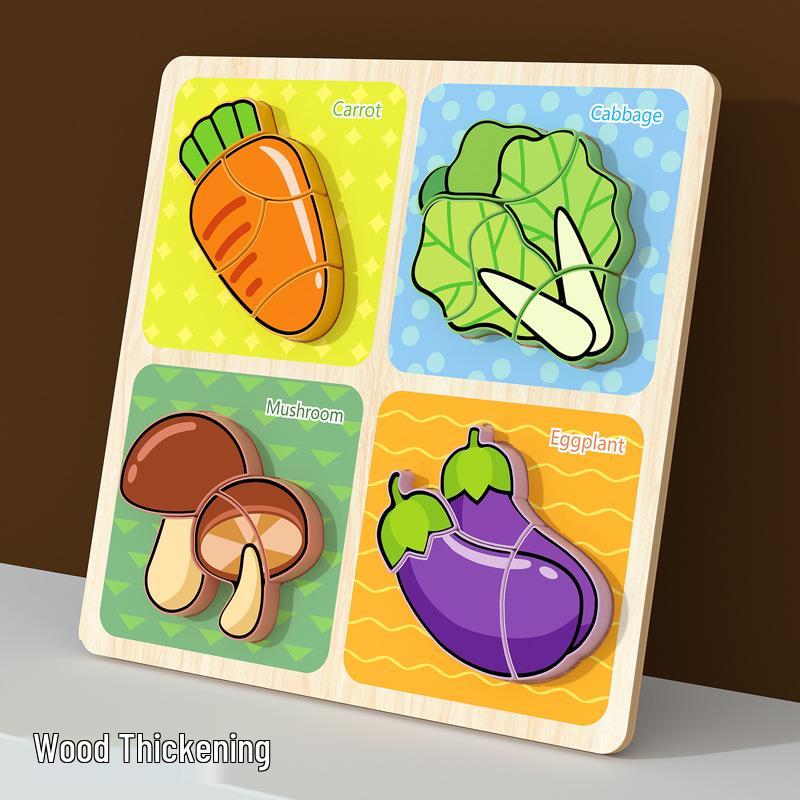 3D Wooden Cartoon Animal & Vehicle Jigsaw Puzzle - Educational Toy for Children's Early Learning