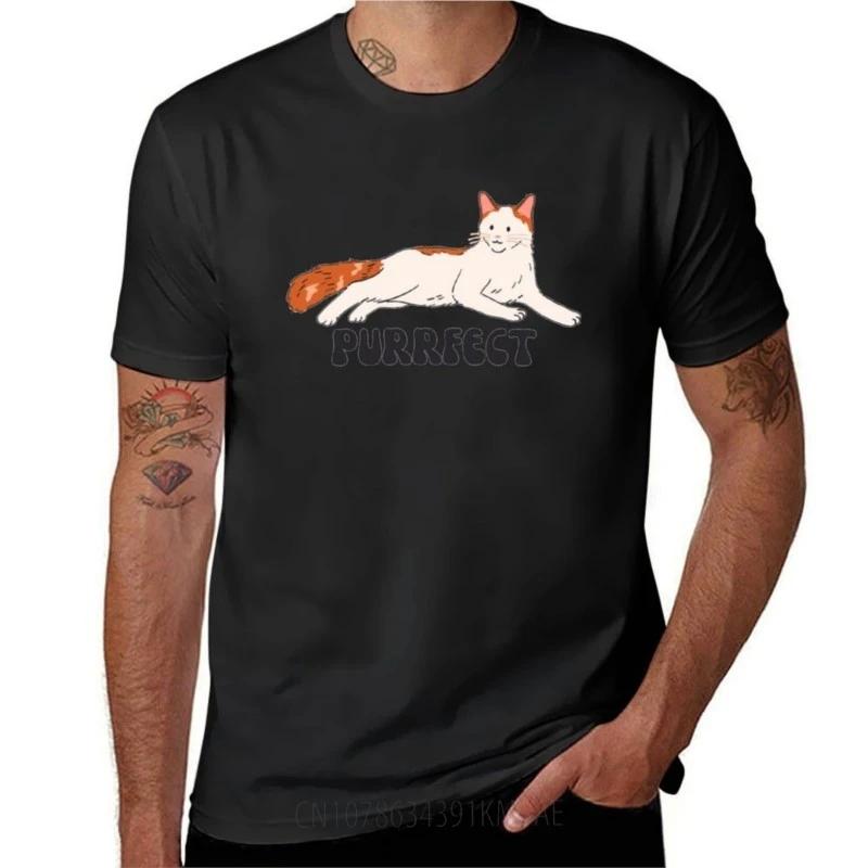 Purrfect cute cat TShirt Aesthetic clothing summer top blanks animal prinfor boys oversized t shirt men