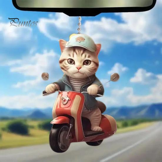Acrylic 2D Cat Car Hanging Decoration Home Office Backpack Auto Rearview Mirror Cartoon Kitten Animal Hanging Ornament Pendant
