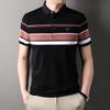 Мужская футболка с короткими рукавами, летняя полосатая свободная футболка с половиной рукавов, деловая рубашка-поло, модная мужская одежда