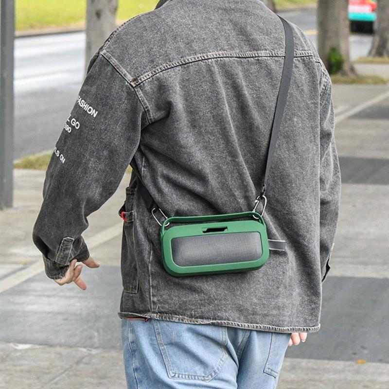 Soft Silicone Case for Bluetooth-compatible Speaker Travel Carry Protective with Shoulder Strap Protective Skin