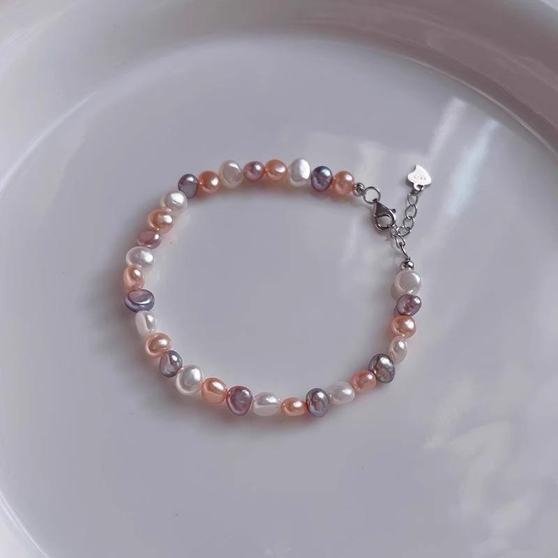 Серебряное ожерелье для женщин, цвет конфет дофамина, пресноводный барочный жемчуг