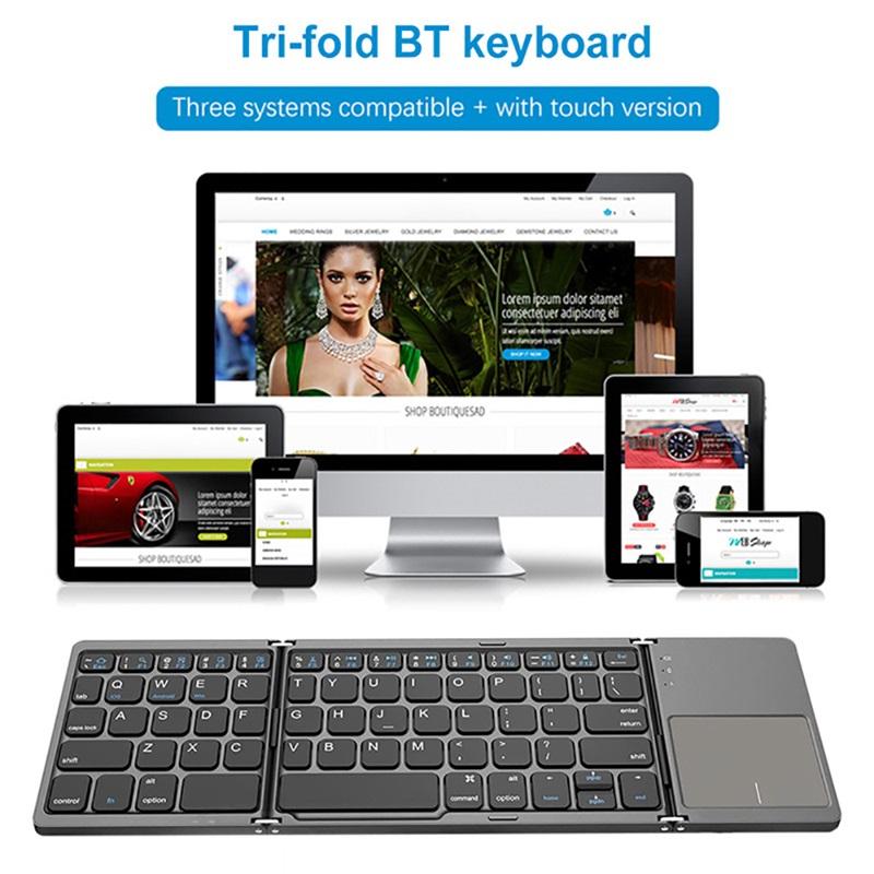 Портативная складная мини-клавиатура Bluetooth с тачпадом для Windows Android IOS Планшета iPad Телефона