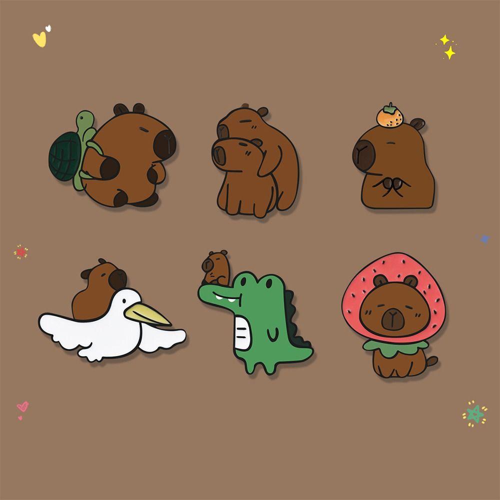 Cute Animal Badge Zinc Zinc Alloy Cartoon Pin Cool Capybara Brooch Kids