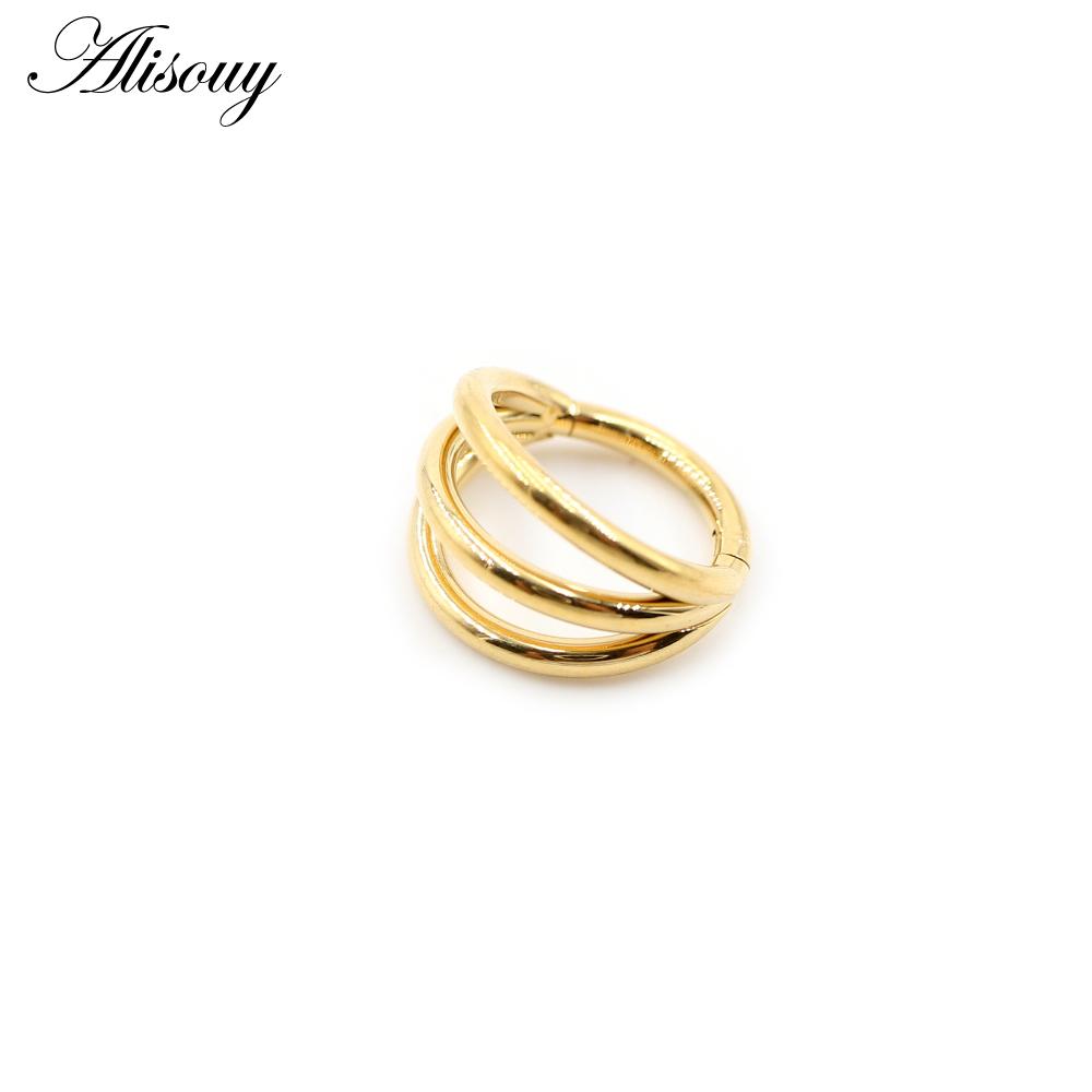 Alisouy 1 шт. Трехслойные серьги для хряща из нержавеющей стали 316L с шарнирным пирсингом для перегородки носа, кольца-кликеры, сегментные кольца