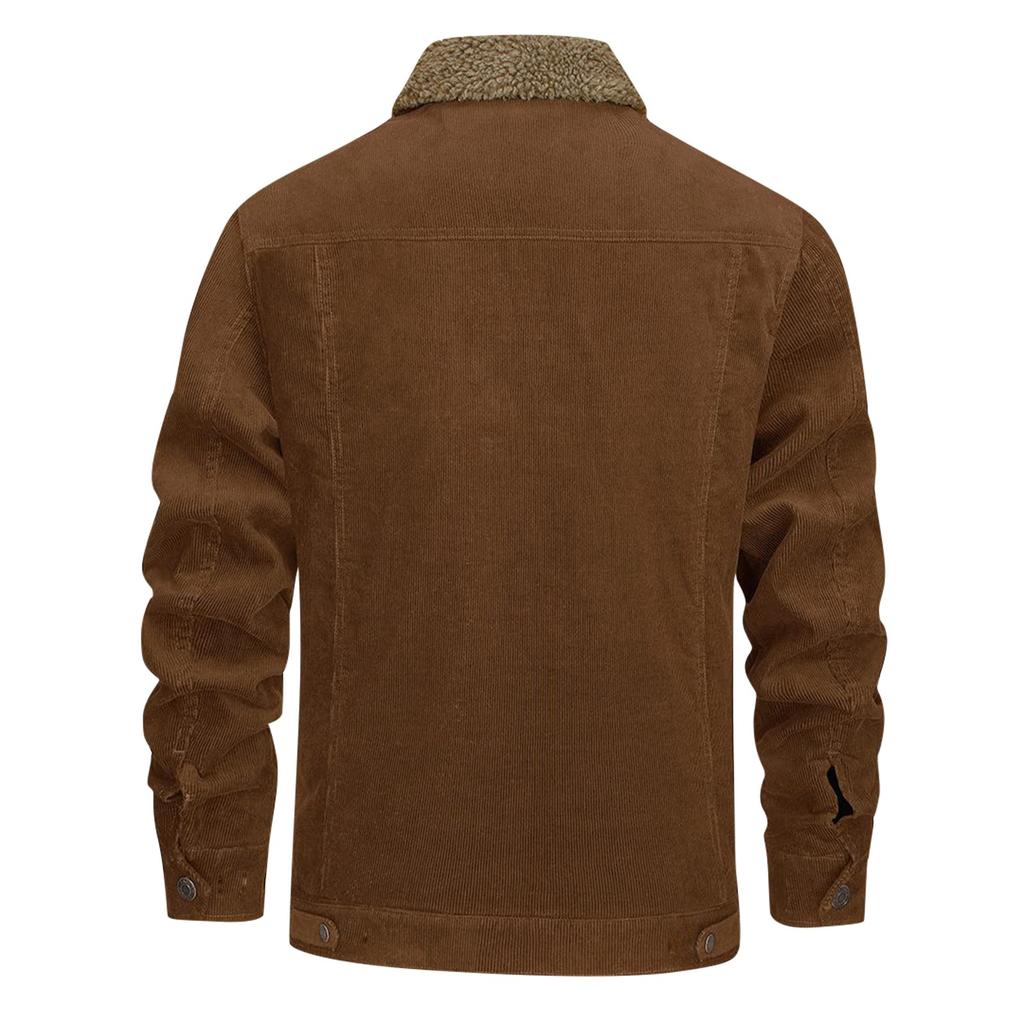 Зимняя мужская утолщенная вельветовая куртка с длинными рукавами и лацканами, пальто из композитной шерсти ягненка