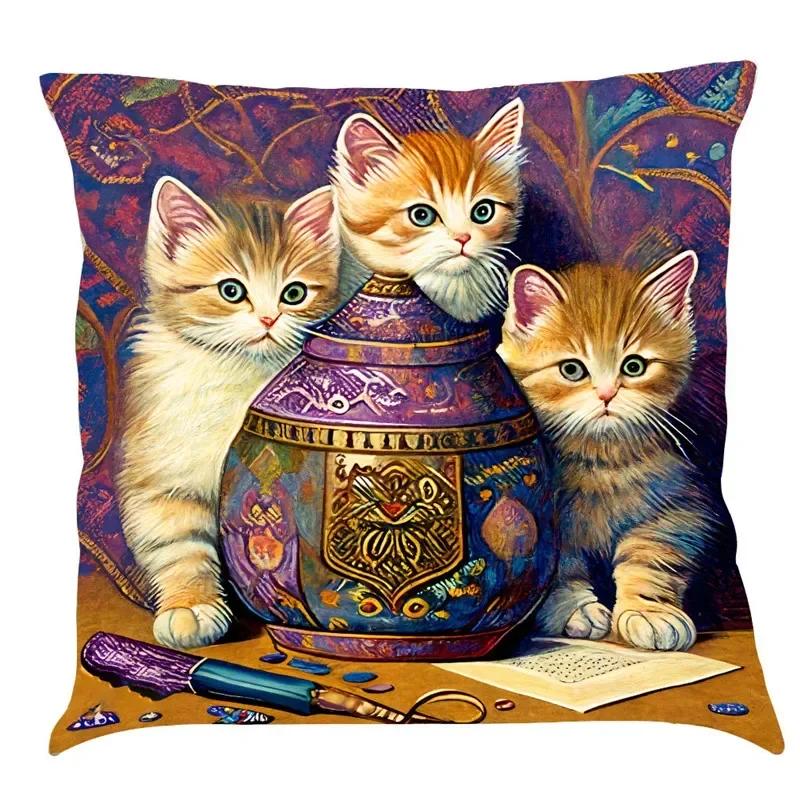 Наволочка на подушку с масляной живописью в скандинавском стиле, павлин, 45x45см, хлопок-лен, чехол для диванной подушки, наволочка для домашнего декора