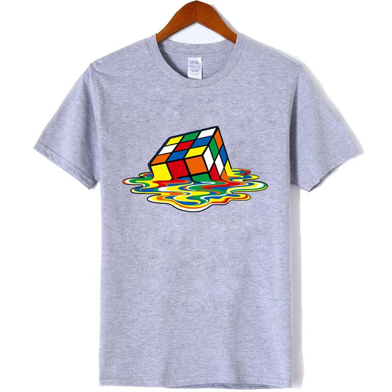 Summer 100% Cotton Magic Square Printing O-neck T-shirts Casual Cool Hip Hop Short Sleeved Men's T-shirts