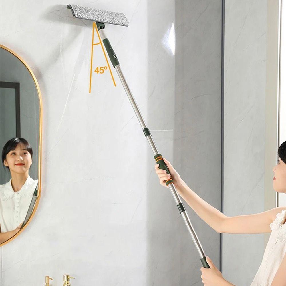 Extension Pole Window Cleaner Rotatablewith Silicone Scraper Glass Cleaner Brush  Cleaning Tool