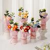 Flores Artificiales Teachers' Day Gift Table Decoration Handmade Cream Puff Flowers Bouquet Bucket Crochet Flower Bouquet