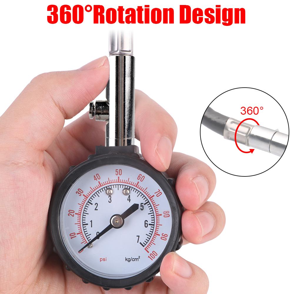 0-100PSI Tire Pressure Gauge Analog Type Portable Automobile Tire Pressure Monitor Test Meter Motorcycle Tyre Pressure Tester