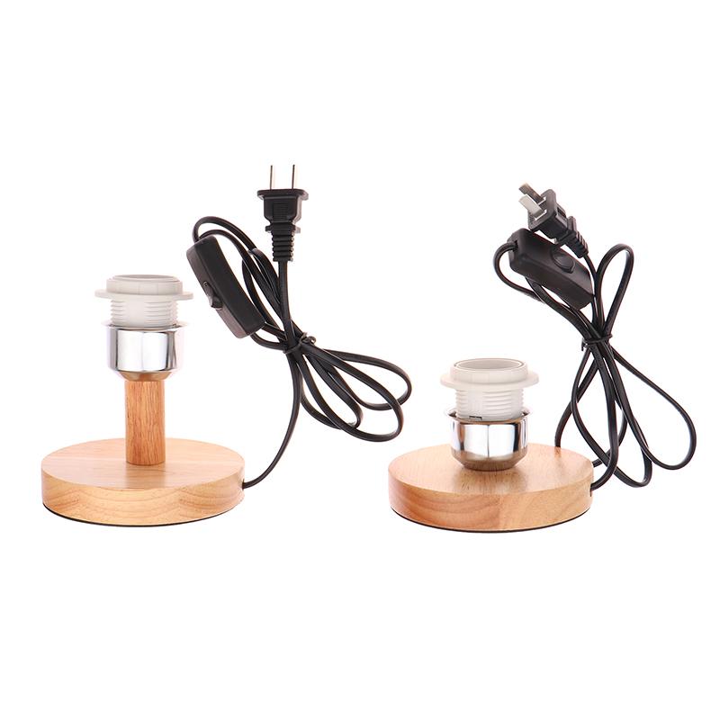 E27 патрон лампы круглый твердый деревянный держатель с шнуром включения выключения для настольной лампы прикроватный держатель лампы для домашнего освещения
