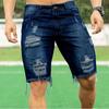Men's Jeans Shorts Ripped Distressed Denim Shorts With Broken Hole Distressed Stretchy Jeans Ripped