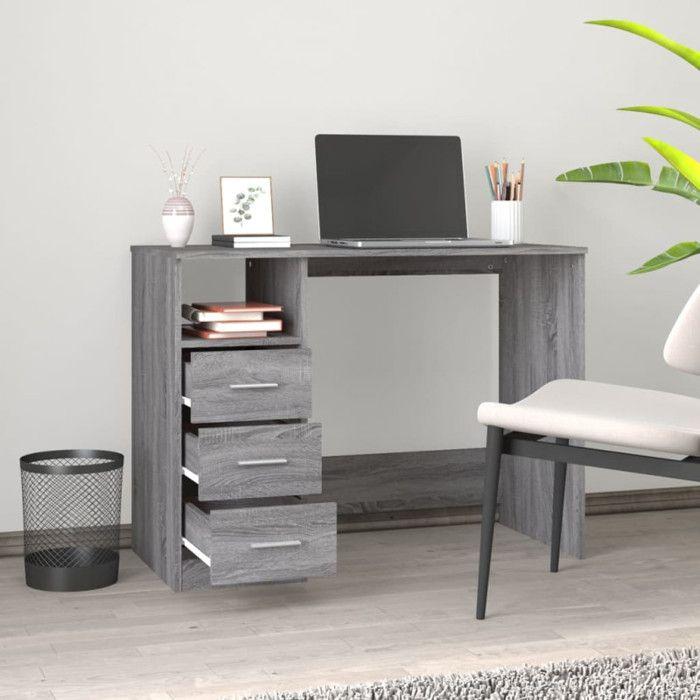 VidaXL Desk with Drawers Sonoma Grey 102x50x76 Cm Engineered Wood 823038