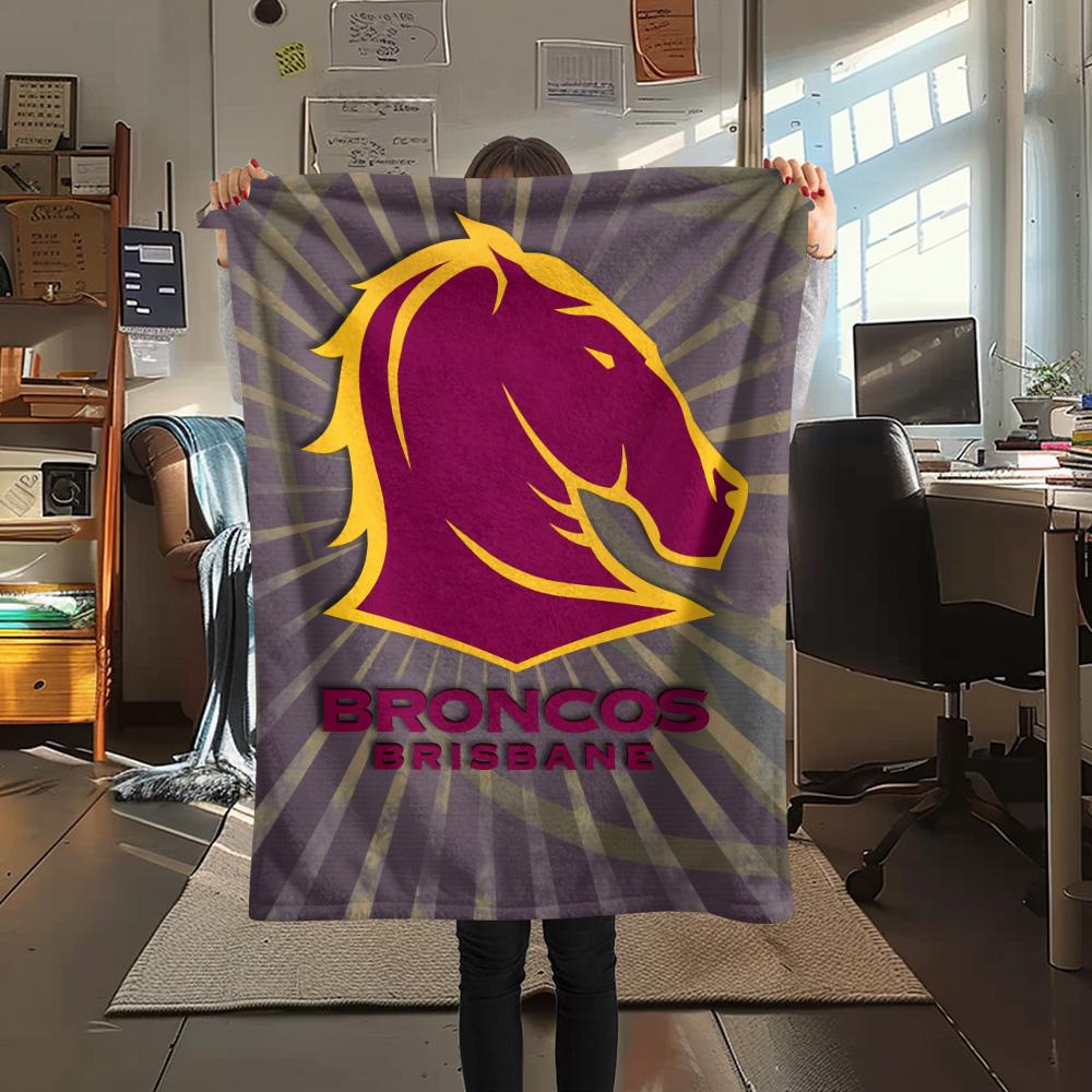Brisbane Broncos Print Flannel Blanket, High quality Comfortable for All Seasons, Home Decor, Warmth and Comfort