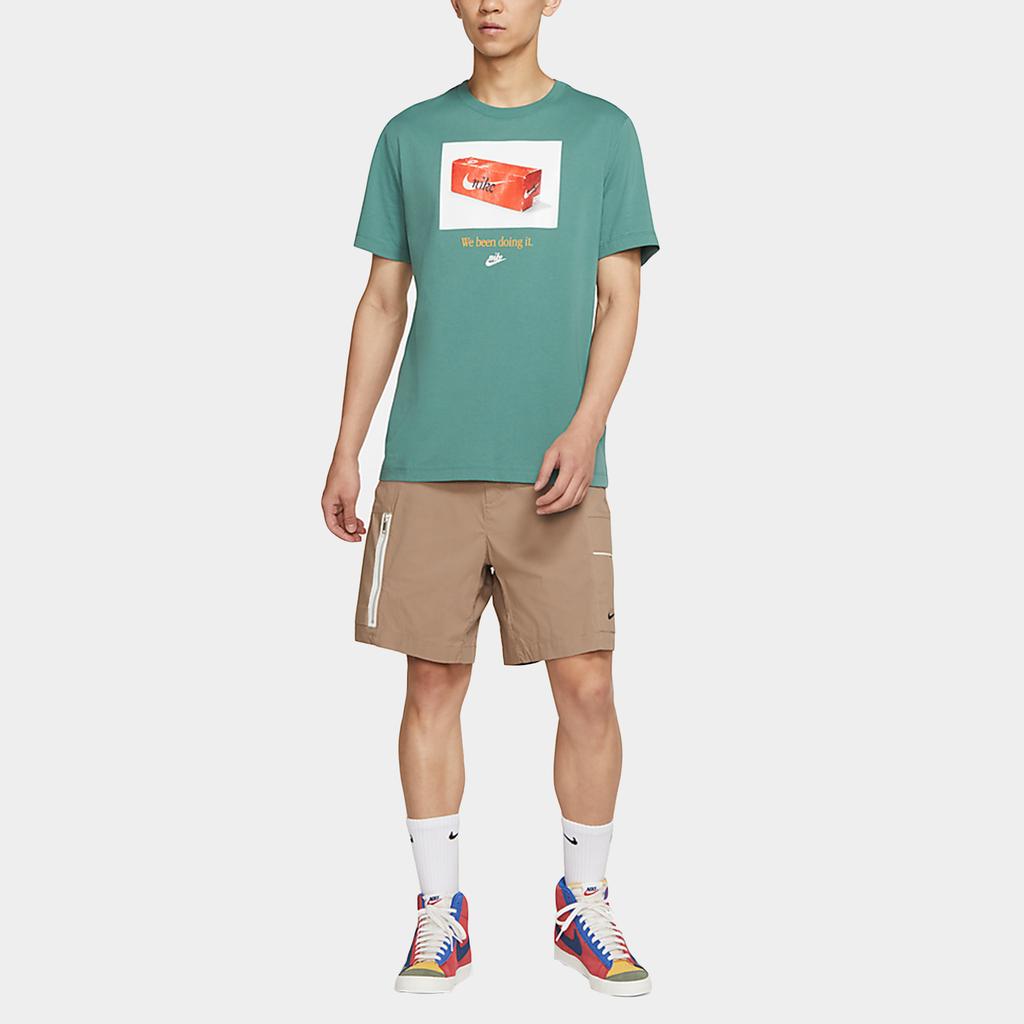 Nike Sportswear Box Print Short Sleeve T-Shirt Men Tops Peacock-Green DJ1390-361