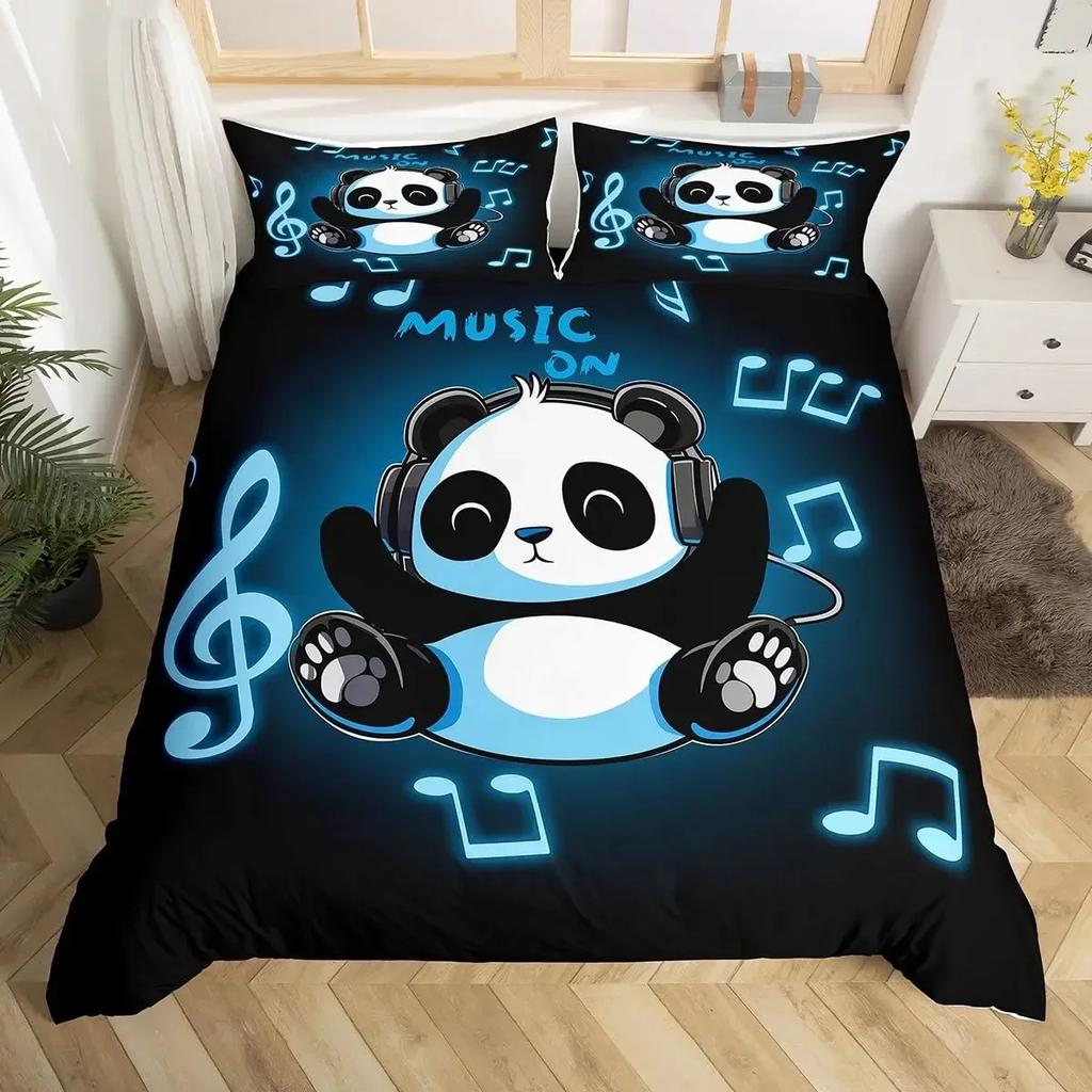 Пододеяльник Панда Милый Мультяшный Животный Постельный Комплект Зеленый Принт Бамбука Покрывало Одеяло Прекрасное Дикое Животное Панда Покрывало