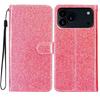 For iPhone 17 Pro Max Wallet Case Glitter Anti-Scratch Leather Stand Phone Cover with Strap