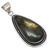 Pendant Shiney Labradorite Gemstone Handmade Silver Jewelry 2"
