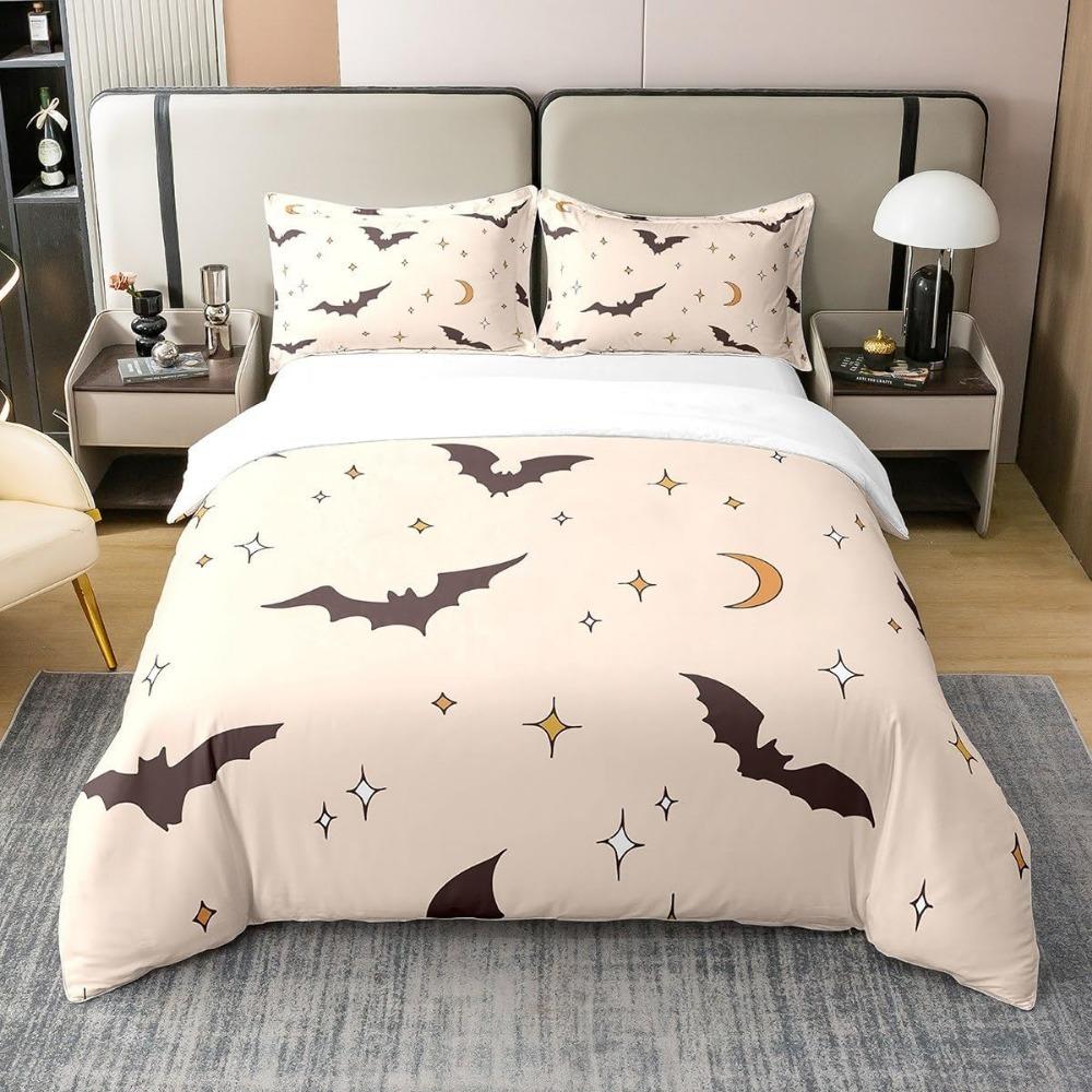 Черный пододеяльник с летучими мышами для молодежи, пододеяльник на тему вечеринки на Хэллоуин, микрофибровые комплекты постельного белья, детское постельное белье
