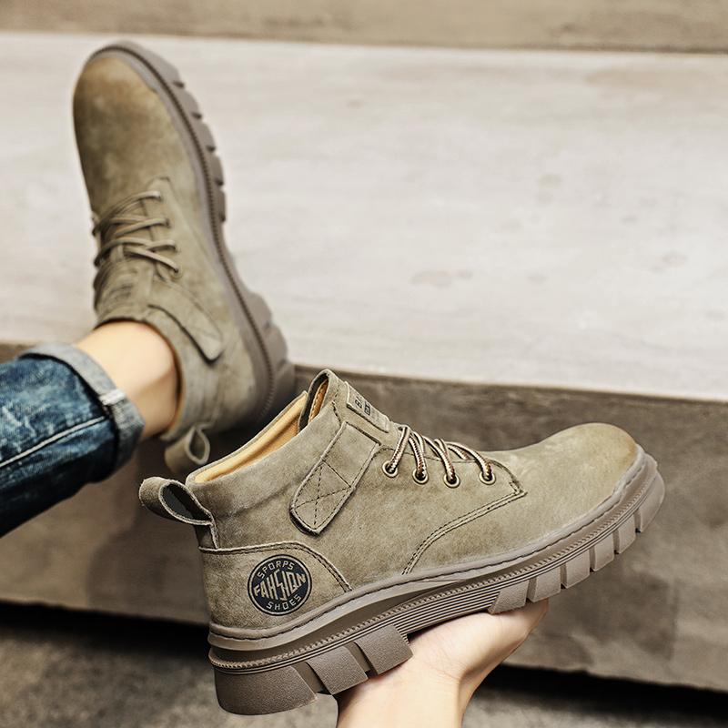 Fashion Men's Autumn Winter Walking Boots British Style Ankle Boots Outdoor Motorcycle Men's High-top Fashion Casual Shoes Mens Sneakers