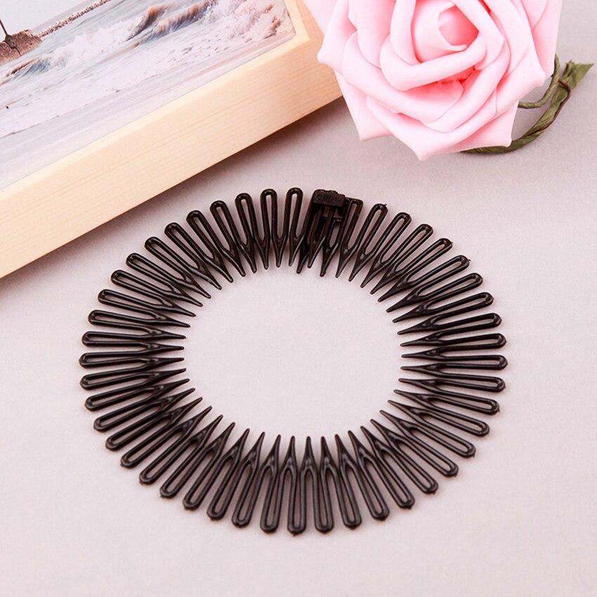 Plastic Full Circle Stretch Flexible Comb Teeth Headband Hair Hoop Band Clip Hairband for Face Washing Fixed Hair Accessories