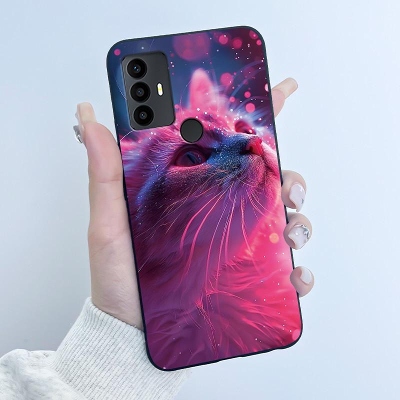 Cute Case For TCL 30 SE Protective Cover For TCL 30E Funda For TCL 306 305 Printing Shell Soft Silicone Cartoon Black Casing