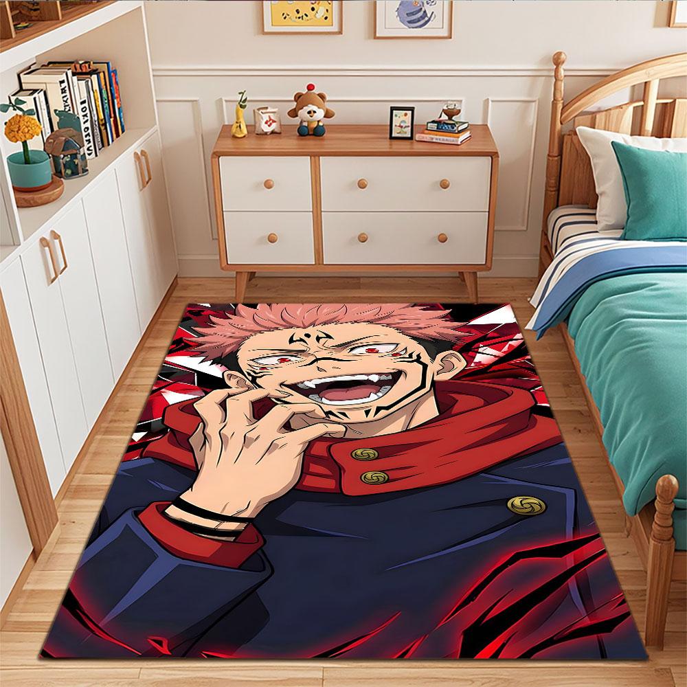 Cursed Anime Character with Red Hair Patterned carpet, suitable as a non slip play mat for the living room and bedroom sofa