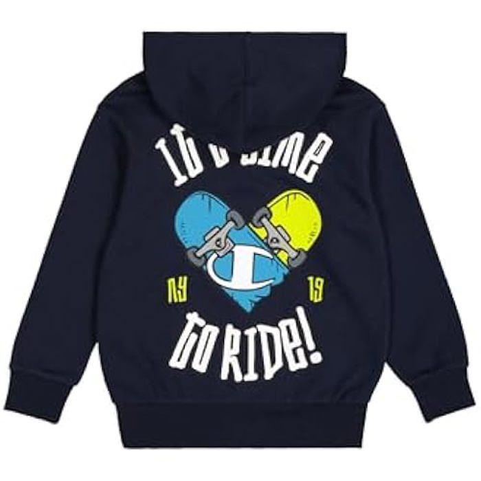 Sweat à Capuche - CHAMPION - Garçon - Bleu - Manches Longues - Col Capuche