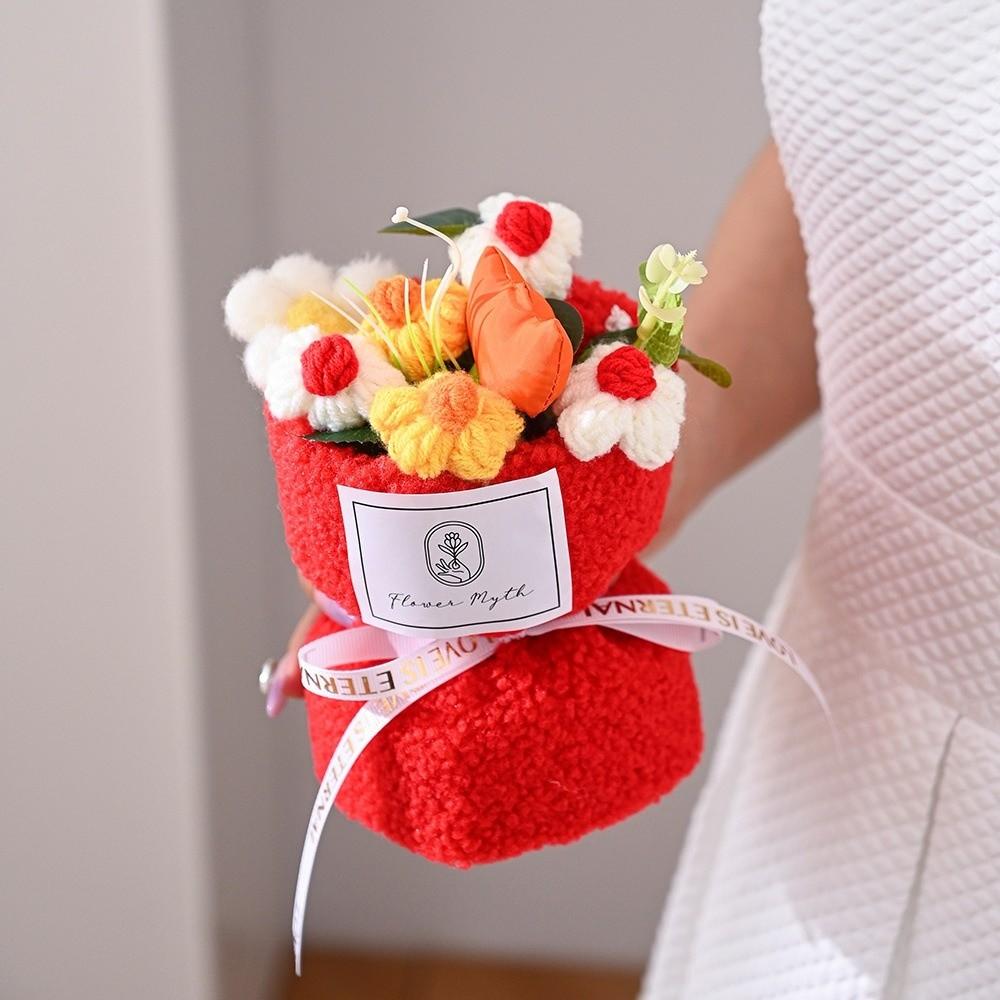 Birthday Valentine's Day Gifts Crochet Flower Bouquet Home Decor Finished Bouquet  Festival