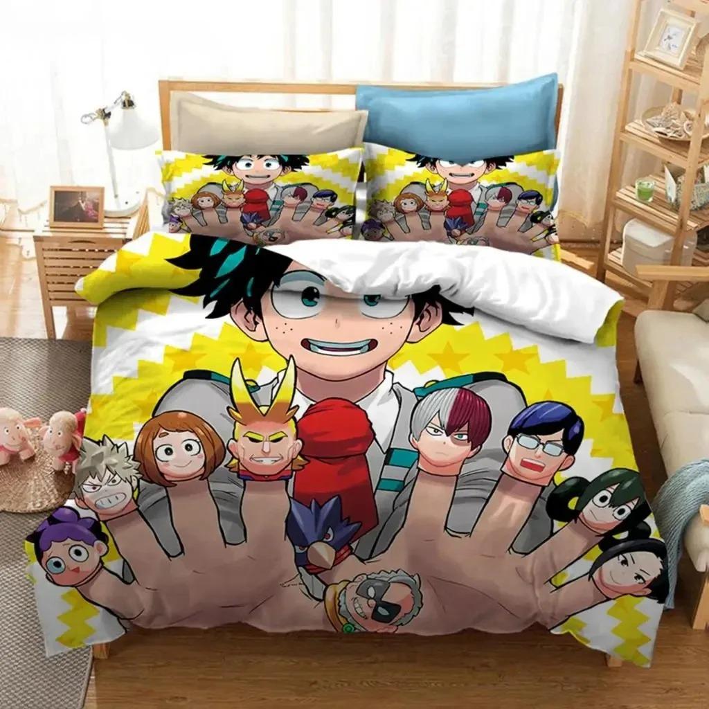 Anime My Hero Academia Bedding Set Boys Girls Twin Queen Size Duvet Cover Pillowcase Bed Boys Adult Fashion Home Textileextile