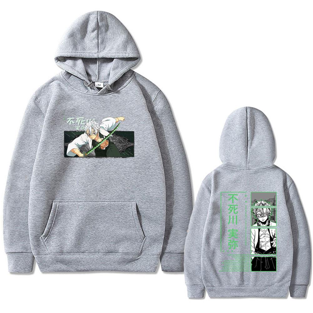 Аниме Demon Slayer Шинадзугава Санеми Графическое Худи Kimetsu No Yaiba Принт Толстовка Мужская Мода Оверсайз Уличная Одежда