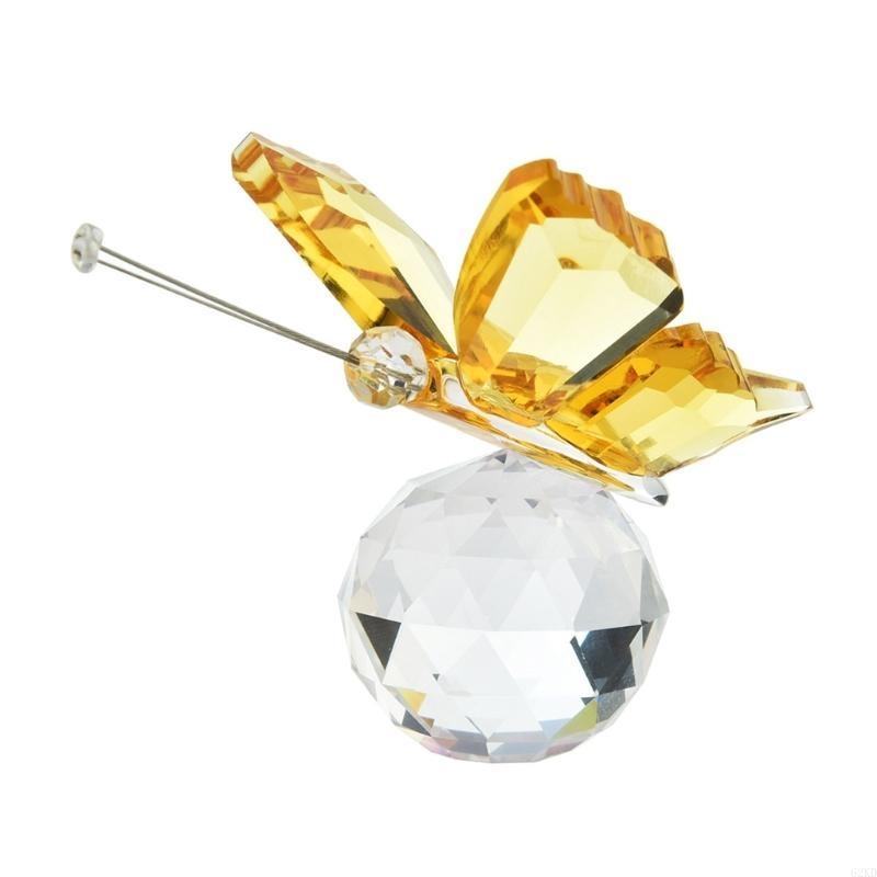 Хрустальная фигурка бабочки 62KD с шарообразной подставкой, летающая бабочка, хрустальный орнамент, статуэтка, стеклянная фигурка животного, коллекционные фигурки