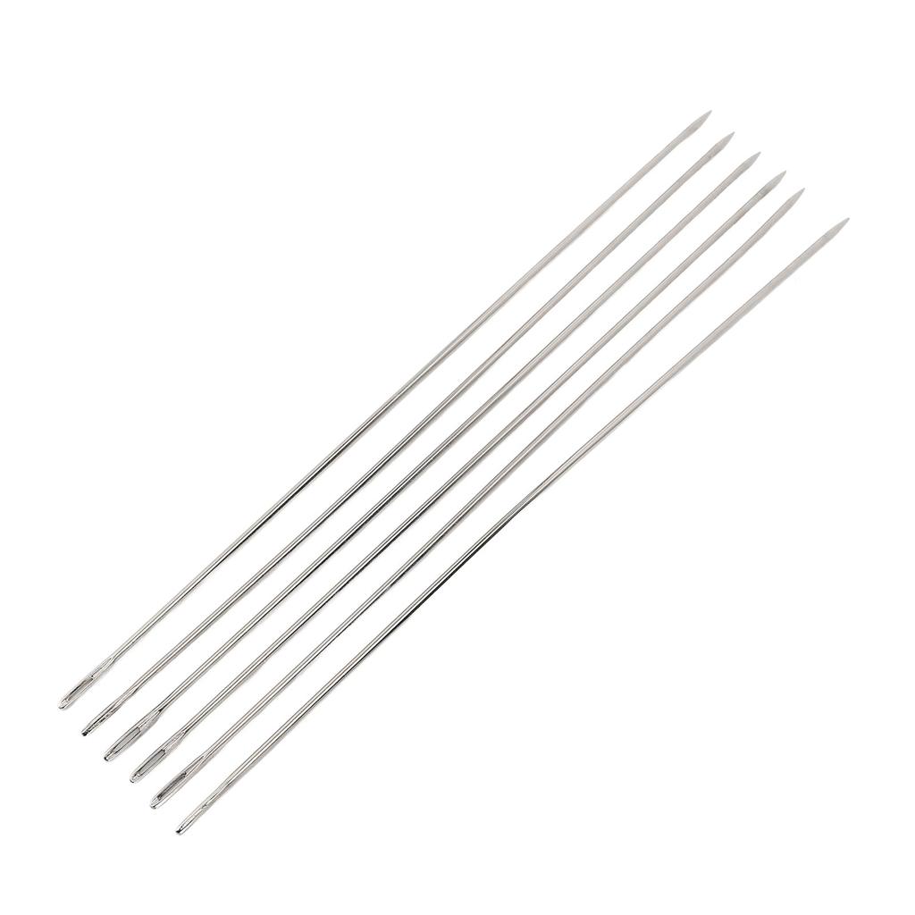 6PCS Large Eye Needles Stainless Steel Hand Sewing Needle Set for Leather Fabric Crafting 30cm Long