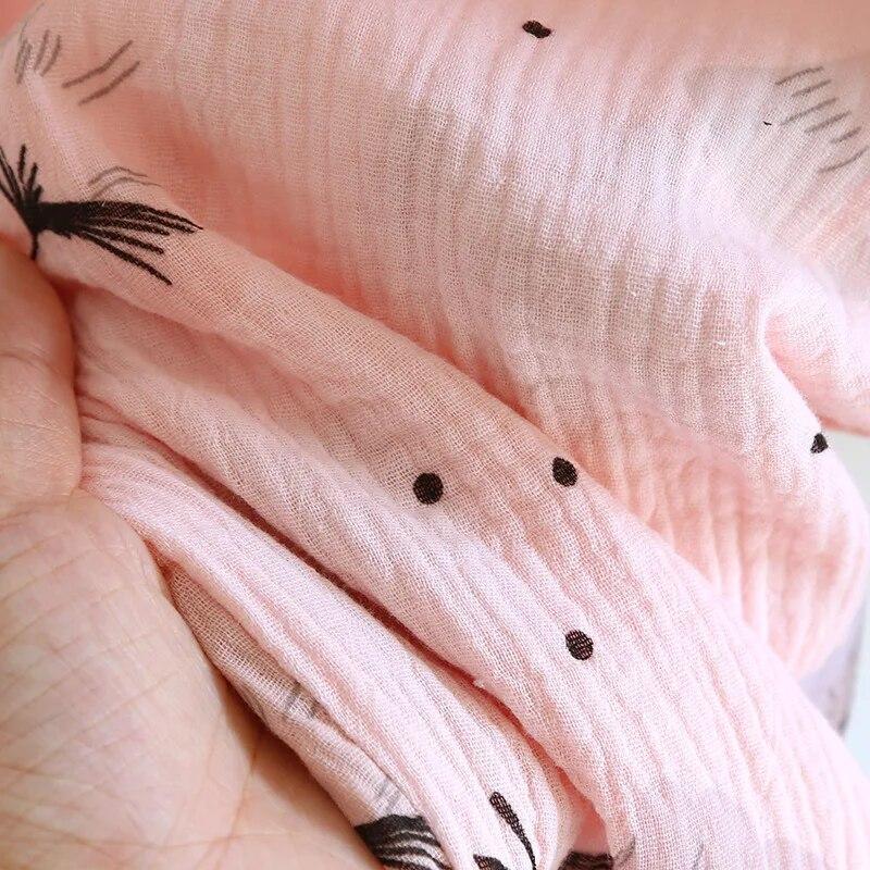 2026 Лето Новая Женская Пижама Комплект из трех предметов 100% Чистый Хлопок Креп Короткий Рукав+Шорты+Длинные Брюки Тонкая Домашняя Ярость Дамы