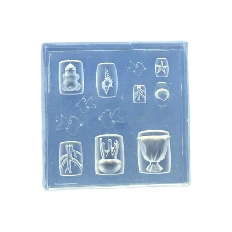 Silicone Nail Art Template With Aquatics Animal Reliefs Including Dolphin Clam and Starfish for Creative Designs
