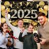 2025 С Новым годом Задний фон для фотографии Шампанское Золотой баннер из воздушных шаров Праздничный фон для вечеринки Постер