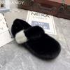 Модные меховые женские балетки, хлопковые туфли, неглубокие, повседневные, теплые лоферы, женская обувь, тренд 2025, зимние сапоги для снега, новая модная уютная обувь для женщин