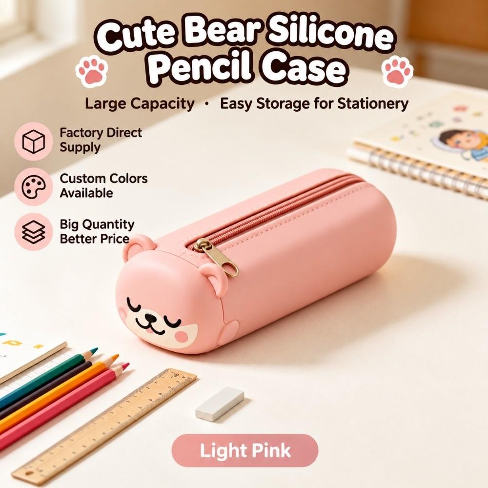 Cute Zipper Pen Case Large-capacity Pen Pouch Stationery Box Stationery Bag School Students