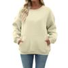 Women's Casual Fashion Long Sleeve Solid Color Round Neck Sweatshirt Top With Pocket