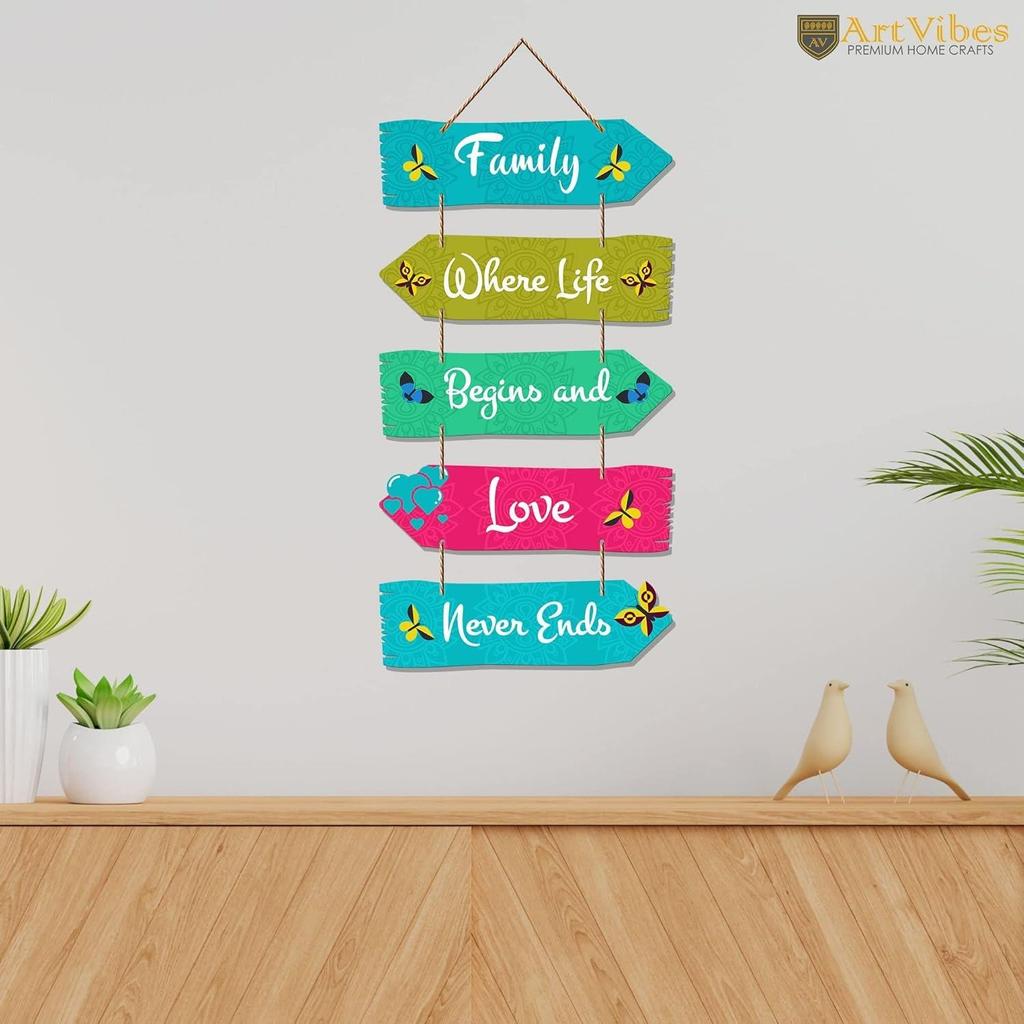 Family Quotes Decorative Wood Hangers for Living Room | Bedroom | Gifts | Art Pieces for Home Decor | Set of 5