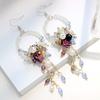 Богемные Заметные Серьги Стразы Цветочные Бусины Кисточки Ушные Аксессуары