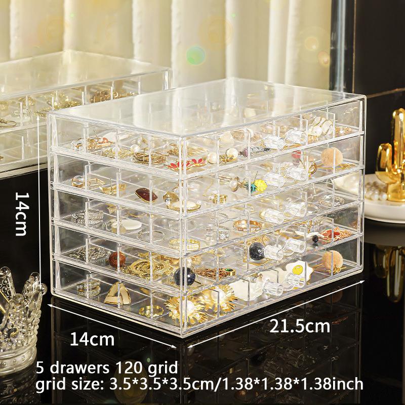 72/120 Grid Earring Jewellery Storage Box Clear Acrylic Necklaces Ring Storage Box