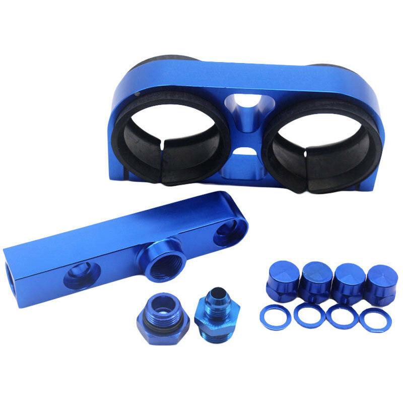 Billet Aluminum Outlet Manifold 60MM Dual Fuel Filter Fuel Pump Bracket/Clamp /Mount For 044 Fuel Pump For BMW