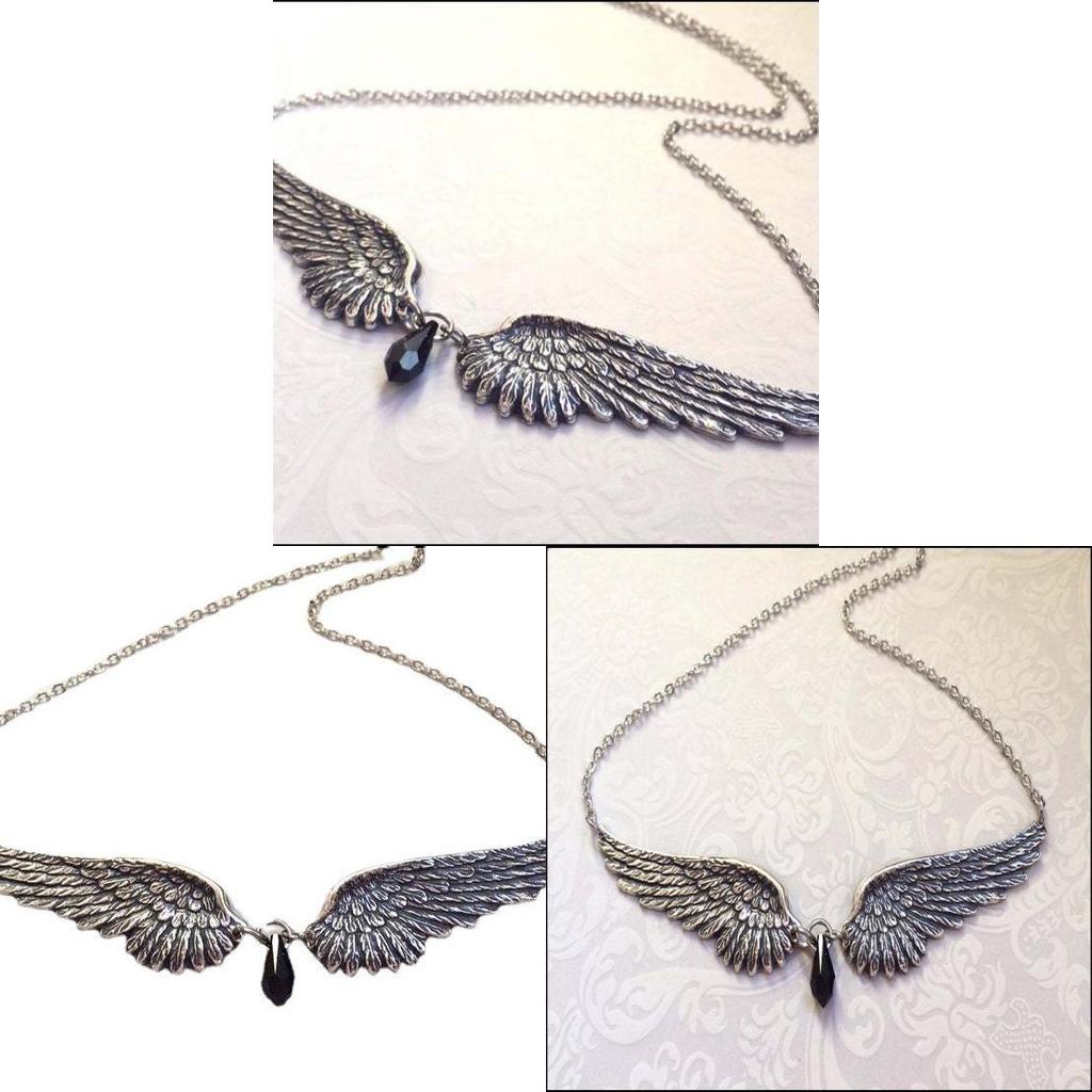 Angel Wings Feather Pendant Necklace With Alloy Chain For Women And Men