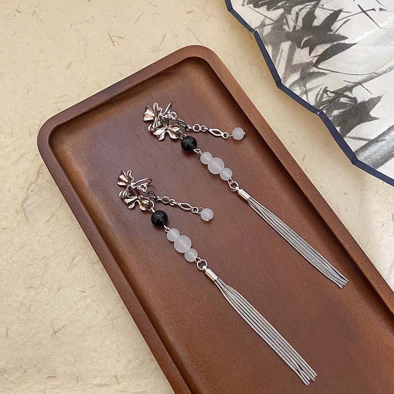 Новые ретро-клипсы с кисточками и бусинами в виде цветка, простые универсальные серьги, бесплатные женские украшения, клипсы для ушей