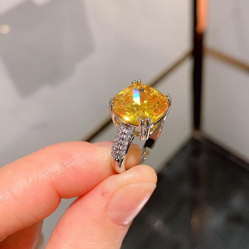 Квадратное имитационное ювелирное кольцо женственность простое открытие розовое бриллиантовое кольцо заводская мода