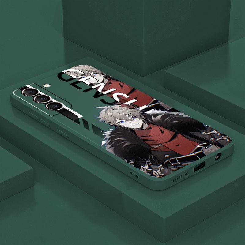 Genshion Impact Tartaglia Anime Case For Samsung Galaxy S21 5g S10e S23 Ultra S20 Fe S10 S22 S9 Plus S8 Square Liquid Cover