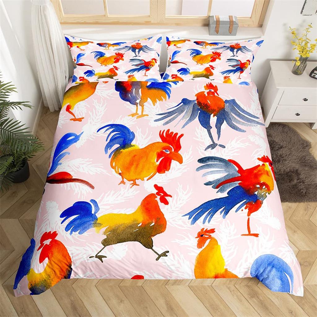 Farm 3D Chicken Duvet Cover Rooster Goose Duck for Kid Teen Women Men Gifts Farmhouse Animals for Bedroom Decorations Queen King